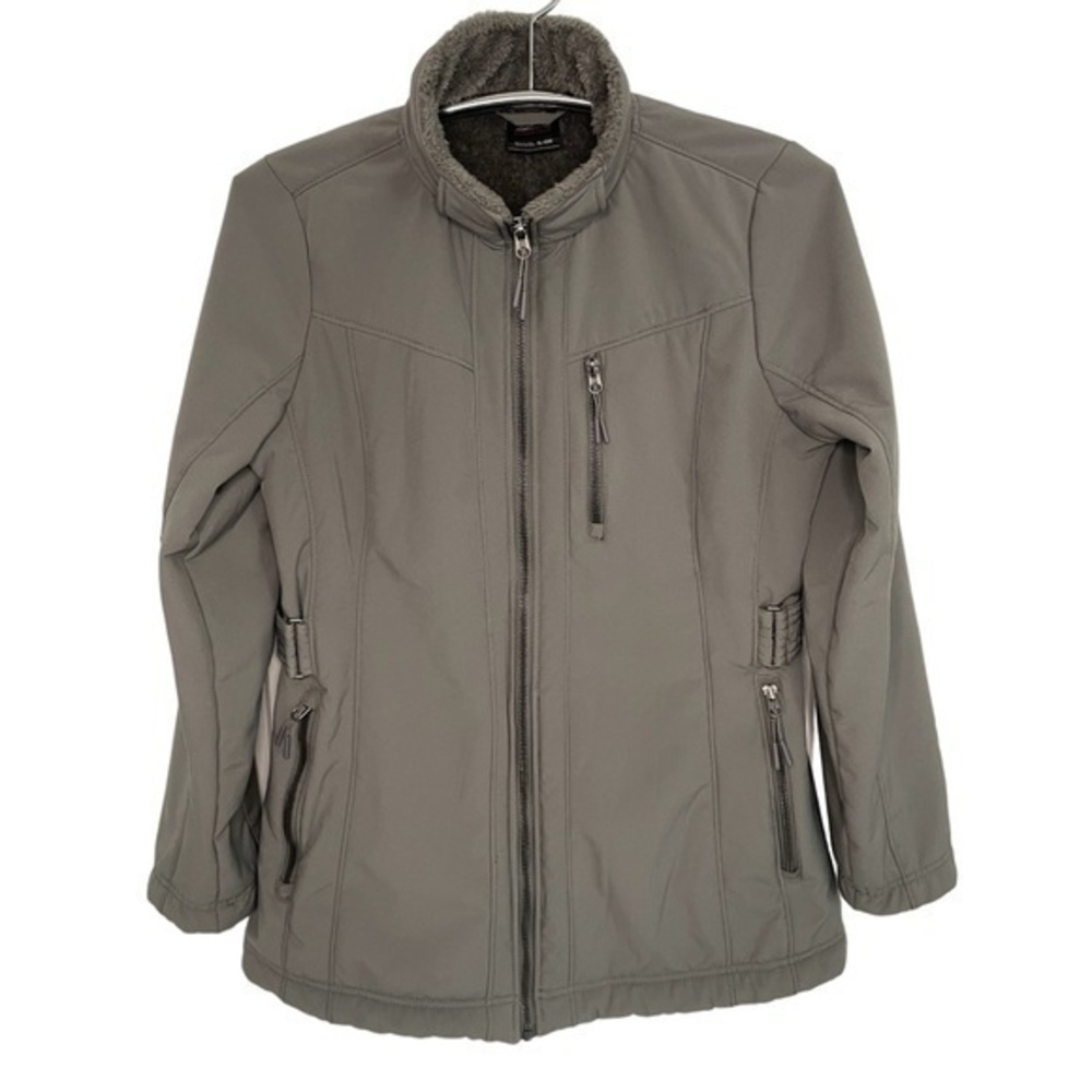ZEROXPOSURE WOMENS FAUX FUR LINED FULL ZIP COLLARED STORM GREY JACKET, SIZE S